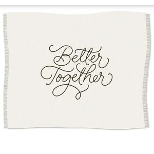 HALLMARK New Better Together Throw Blanket Cream Black Font Fringe